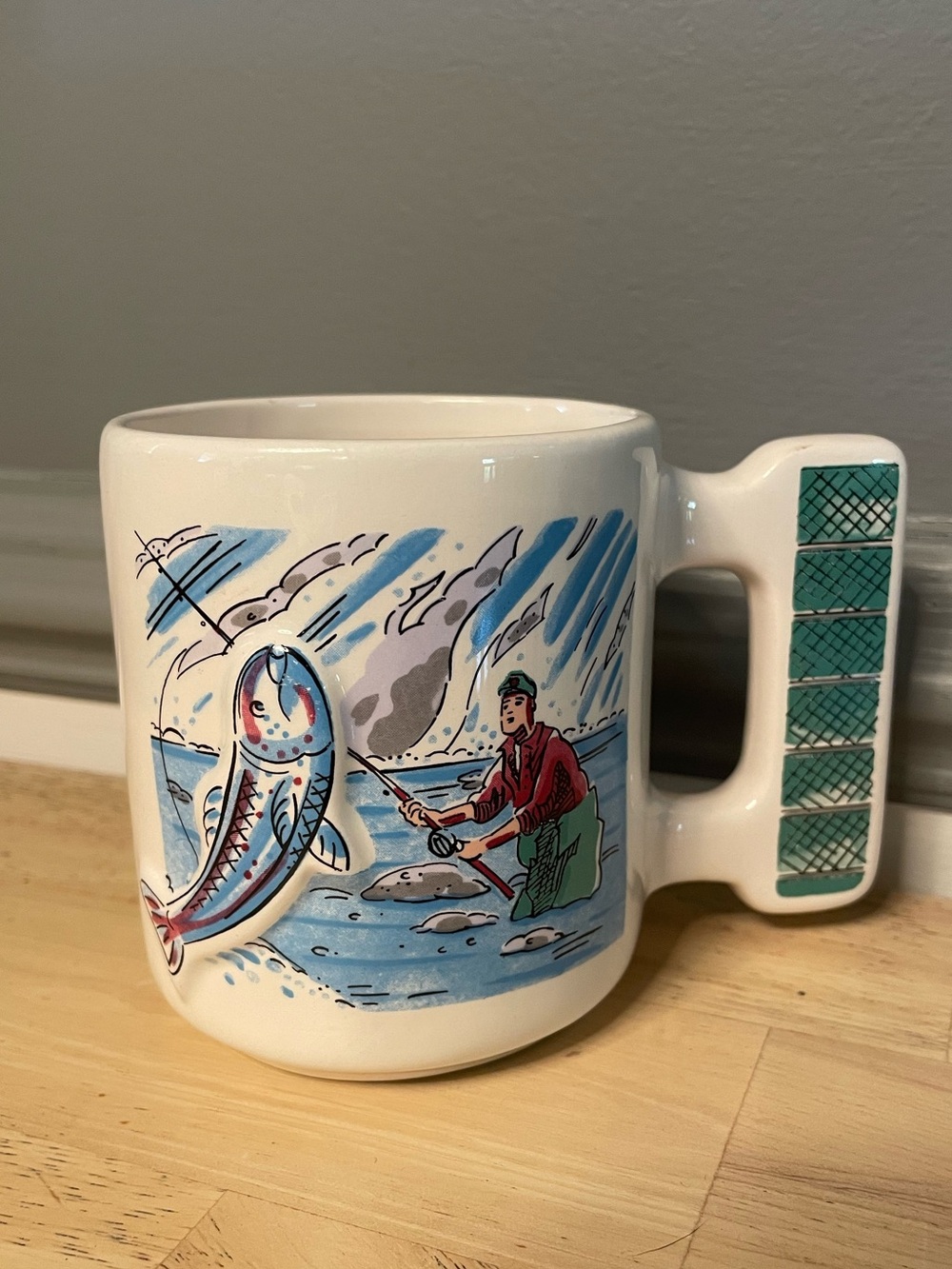 Vintage Ceramic Fishing Trout 3D Mug